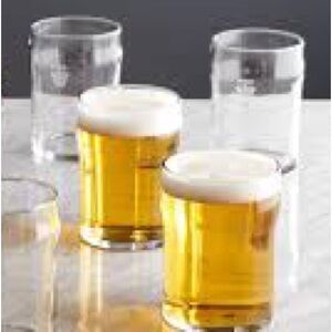 Crate&Barrel QUEENS CROWN Half Pint Glasses Crown Stamp Pair/2